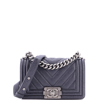 Chanel Boy Flap Bag Chevron Caviar Small