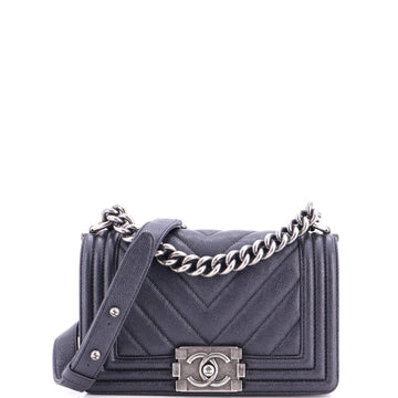 Chanel Boy Flap Bag Chevron Caviar Small