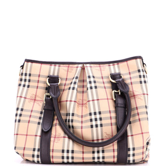 Burberry Northfield Convertible Tote Haymarket Coated Canvas Large