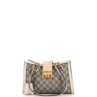 Gucci Padlock Chain Tote GG Coated Canvas with Leather Small