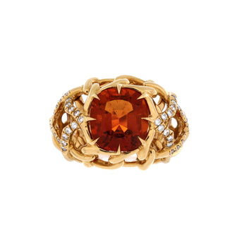 David Yurman Caged Open Cocktail Ring 18K Yellow Gold with Citrine and Diamonds