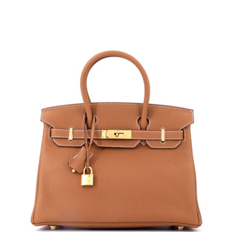 Hermes Birkin Handbag Brown Togo with Gold Hardware 30