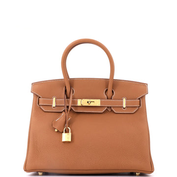 Hermes Birkin Handbag Brown Togo with Gold Hardware 30