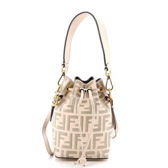 Fendi Mon Tresor Bucket Bag Zucca Embossed Leather Mini