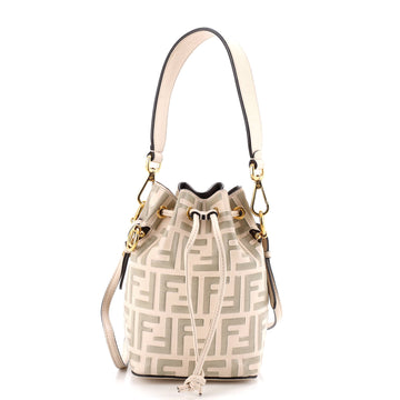 Fendi Mon Tresor Bucket Bag Zucca Embossed Leather Mini