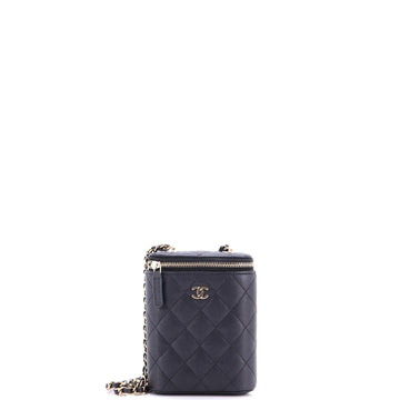 Chanel Vertical Classic Vanity Case with Chain Quilted Caviar Small