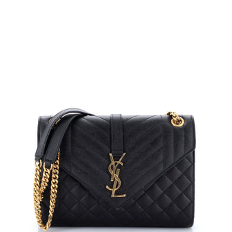 Saint Laurent Classic Monogram Envelope Satchel Mixed Matelasse Leather Medium