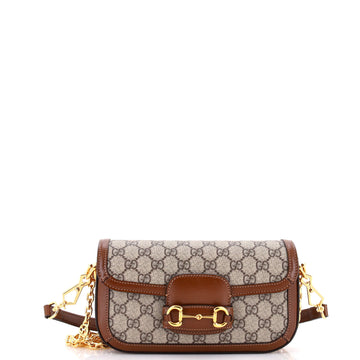 Gucci Horsebit 1955 Shoulder Bag GG Coated Canvas with Leather East West