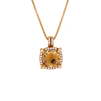 David Yurman Chatelaine Pendant Necklace 18K Yellow Gold with Citrine and Diamonds 9mm