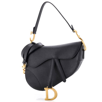 Christian Dior Saddle Handbag with Strap Leather Medium
