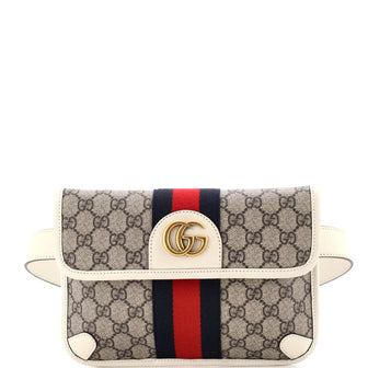 Gucci Ophidia Flap Belt Bag GG Coated Canvas with Leather
