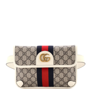 Gucci Ophidia Flap Belt Bag GG Coated Canvas with Leather