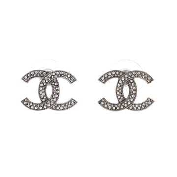 Chanel CC Stud Earrings Metal with Crystals