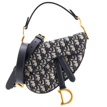 Christian Dior Saddle Handbag with Strap Oblique Canvas Mini