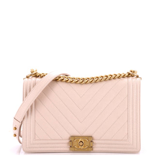 Chanel Boy Flap Bag Chevron Caviar New Medium