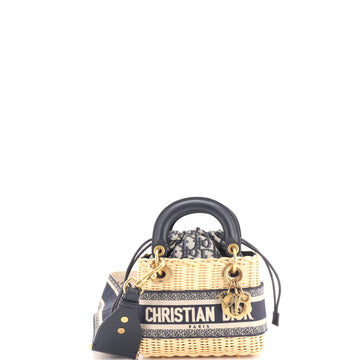 Christian Dior Lady Dior Bag Wicker and Oblique Canvas Mini