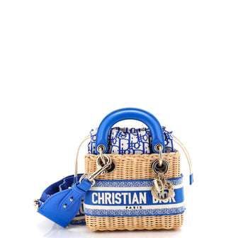 Christian Dior Lady Dior Bag Wicker and Oblique Canvas Mini