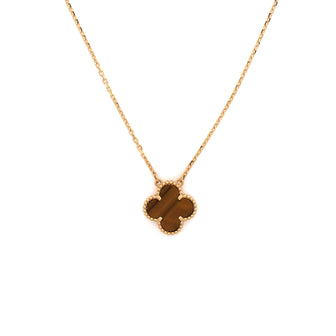 Van Cleef & Arpels Vintage Alhambra Pendant Necklace 18K Yellow Gold and Tiger Eye