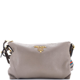 Prada Dual Strap Flat Crossbody Bag Vitello Daino Medium