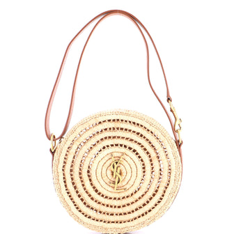 Saint Laurent Monogram Round Camera Bag Raffia