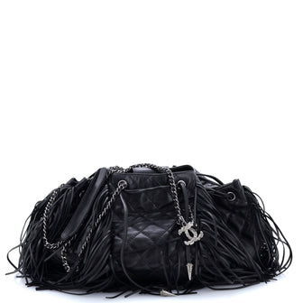 Chanel Paris-Dallas Drawstring Fringe Shoulder Bag Quilted Leather Mini