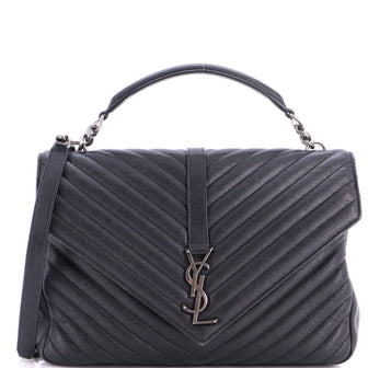Saint Laurent Classic Monogram College Bag Matelasse Chevron Leather Large