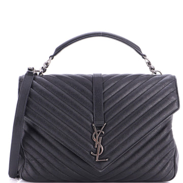 Saint Laurent Classic Monogram College Bag Matelasse Chevron Leather Large