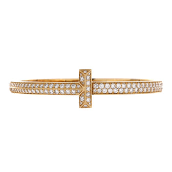 Tiffany & Co. T1 Hinged Bangle Bracelet 18K Yellow Gold with Pave Diamonds Wide
