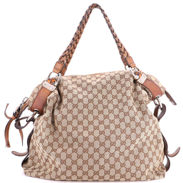 Gucci Bamboo Bar Shoulder Bag GG Canvas Large