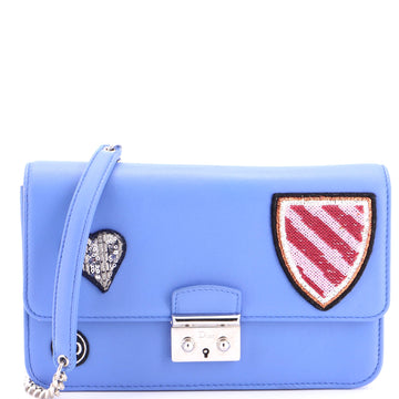 Christian Dior Miss Dior Promenade Wallet on Chain Patch Embellished Leather Large