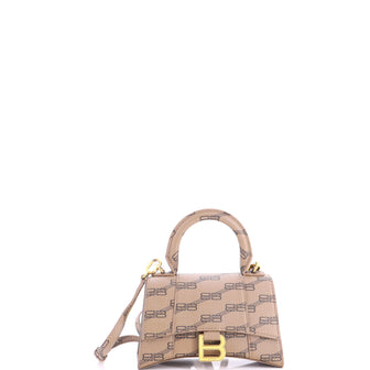 Balenciaga Hourglass Top Handle Bag BB Coated Canvas XS