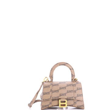 Balenciaga Hourglass Top Handle Bag BB Coated Canvas XS