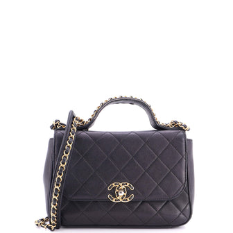 Chanel Chain Infinity Top Handle Bag Quilted Lambskin Small