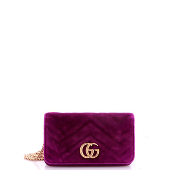 Gucci GG Marmont Chain Flap Bag Matelasse Velvet Mini