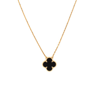 Van Cleef & Arpels Vintage Alhambra Pendant Necklace 18K Yellow Gold and Onyx