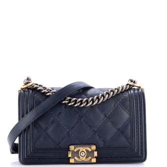 Chanel Stitch Boy Flap Bag Quilted Calfskin Old Medium