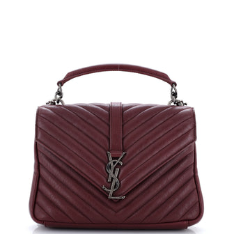 Saint Laurent Classic Monogram College Bag Matelasse Chevron Leather Medium