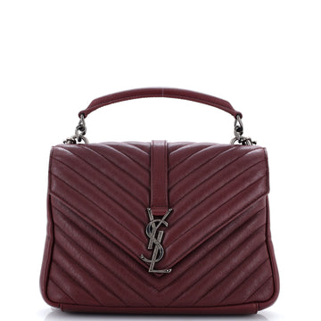 Saint Laurent Classic Monogram College Bag Matelasse Chevron Leather Medium