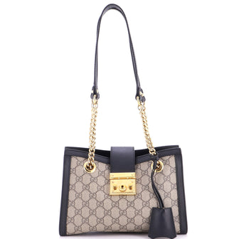 Gucci Padlock Chain Tote GG Coated Canvas with Leather Small