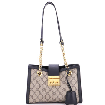 Gucci Padlock Chain Tote GG Coated Canvas with Leather Small