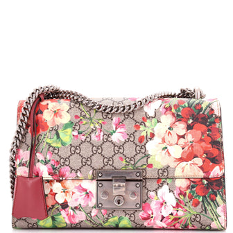 Gucci Padlock Shoulder Bag Blooms Print GG Coated Canvas Medium