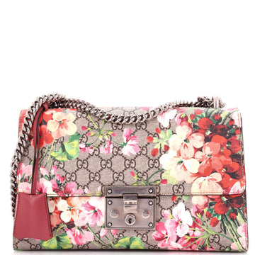Gucci Padlock Shoulder Bag Blooms Print GG Coated Canvas Medium