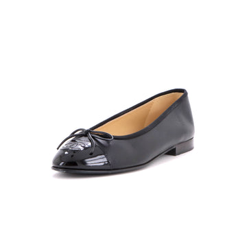 Chanel Women's CC Cap Toe Bow Ballerina Flats Leather and Patent