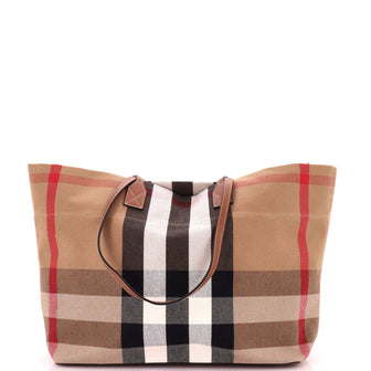 Burberry Soft Tote House Check Canvas Medium