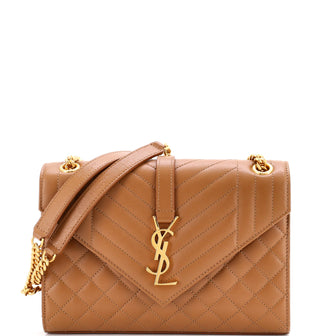 Saint Laurent Classic Monogram Envelope Satchel Mixed Matelasse Leather Medium