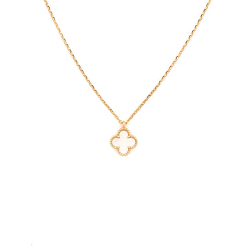 Van Cleef & Arpels Sweet Alhambra Pendant Necklace 18K Yellow Gold and Mother of Pearl