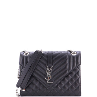 Saint Laurent Classic Monogram Envelope Satchel Mixed Matelasse Leather Medium