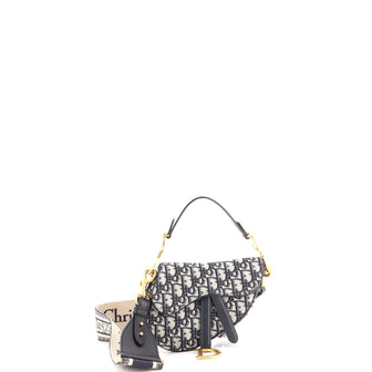 Christian Dior Saddle Handbag with Strap Oblique Canvas Mini