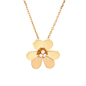 Van Cleef & Arpels Frivole Pendant Necklace 18K Yellow Gold with Diamonds Large