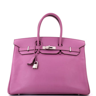 Hermes Birkin Handbag Purple Epsom with Palladium Hardware 35